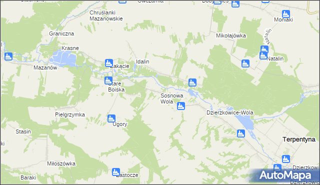 mapa Sosnowa Wola gmina Dzierzkowice, Sosnowa Wola gmina Dzierzkowice na mapie Targeo