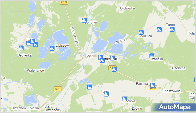 mapa Sosnowica powiat parczewski, Sosnowica powiat parczewski na mapie Targeo