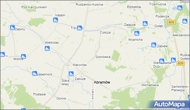 mapa Sosnówka gmina Abramów, Sosnówka gmina Abramów na mapie Targeo
