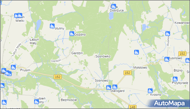 mapa Sosnówko gmina Resko, Sosnówko gmina Resko na mapie Targeo