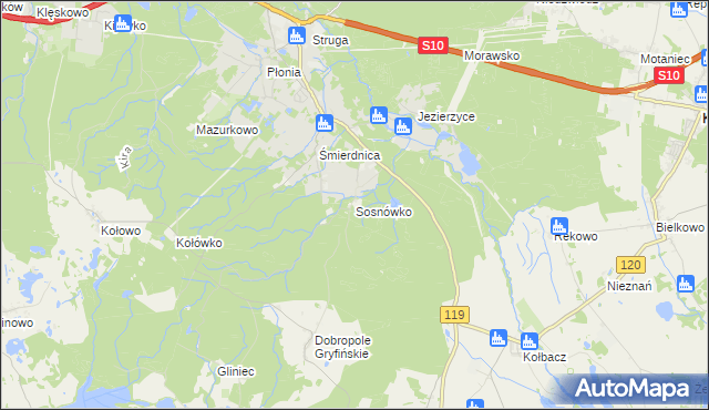 mapa Sosnówko gmina Stare Czarnowo, Sosnówko gmina Stare Czarnowo na mapie Targeo