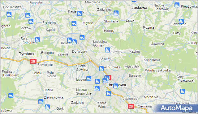 mapa Sowliny, Sowliny na mapie Targeo