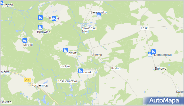 mapa Sowno gmina Sianów, Sowno gmina Sianów na mapie Targeo