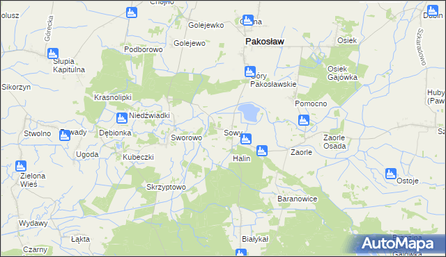 mapa Sowy gmina Pakosław, Sowy gmina Pakosław na mapie Targeo