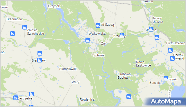 mapa Spławie gmina Drzycim, Spławie gmina Drzycim na mapie Targeo