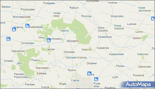 mapa Srebrna gmina Grabów, Srebrna gmina Grabów na mapie Targeo