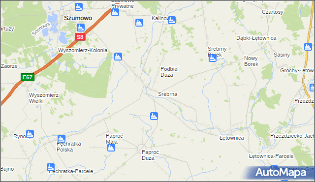 mapa Srebrna gmina Szumowo, Srebrna gmina Szumowo na mapie Targeo
