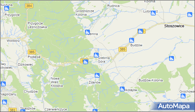 mapa Srebrna Góra gmina Stoszowice, Srebrna Góra gmina Stoszowice na mapie Targeo