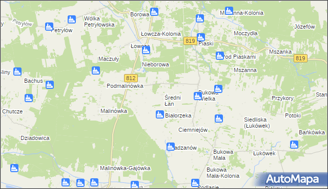 mapa Średni Łan, Średni Łan na mapie Targeo