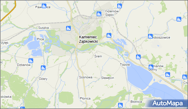 mapa Śrem gmina Kamieniec Ząbkowicki, Śrem gmina Kamieniec Ząbkowicki na mapie Targeo