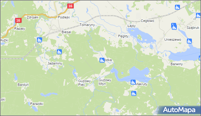 mapa Śródka gmina Gietrzwałd, Śródka gmina Gietrzwałd na mapie Targeo