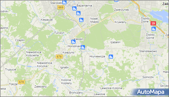 mapa Śródlesie gmina Juchnowiec Kościelny, Śródlesie gmina Juchnowiec Kościelny na mapie Targeo