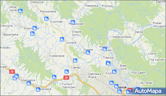 mapa Srogów Dolny, Srogów Dolny na mapie Targeo