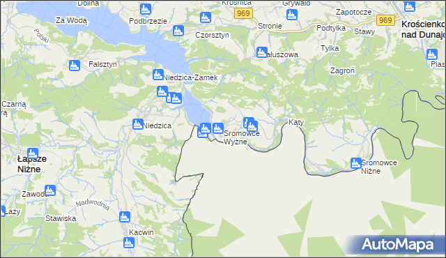 mapa Sromowce Wyżne, Sromowce Wyżne na mapie Targeo