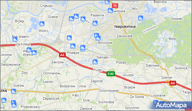 mapa Staniątki, Staniątki na mapie Targeo