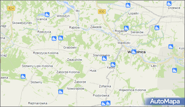 mapa Stanisławka gmina Wąwolnica, Stanisławka gmina Wąwolnica na mapie Targeo