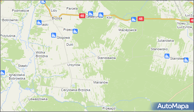 mapa Stanisławów gmina Głowaczów, Stanisławów gmina Głowaczów na mapie Targeo