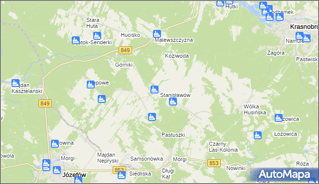 mapa Stanisławów gmina Józefów, Stanisławów gmina Józefów na mapie Targeo