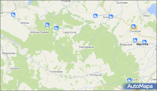 mapa Stanisławów gmina Męcinka, Stanisławów gmina Męcinka na mapie Targeo