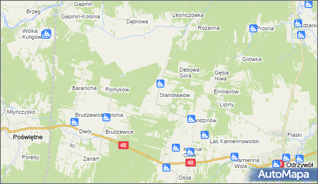 mapa Stanisławów gmina Odrzywół, Stanisławów gmina Odrzywół na mapie Targeo