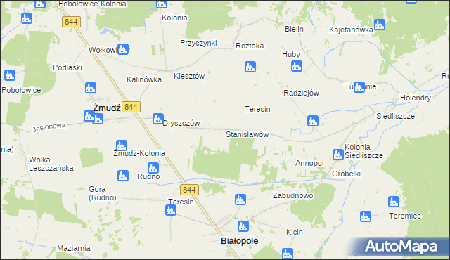 mapa Stanisławów gmina Żmudź, Stanisławów gmina Żmudź na mapie Targeo