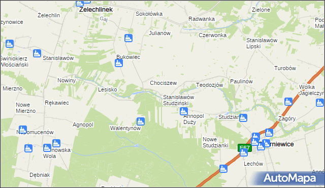 mapa Stanisławów Studziński, Stanisławów Studziński na mapie Targeo