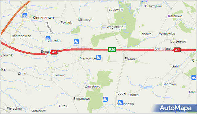 mapa Staniszewo gmina Środa Wielkopolska, Staniszewo gmina Środa Wielkopolska na mapie Targeo