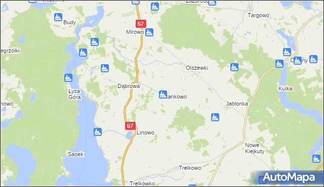 mapa Stankowo gmina Dźwierzuty, Stankowo gmina Dźwierzuty na mapie Targeo