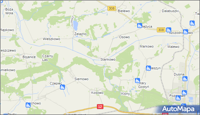 mapa Stankowo gmina Gostyń, Stankowo gmina Gostyń na mapie Targeo
