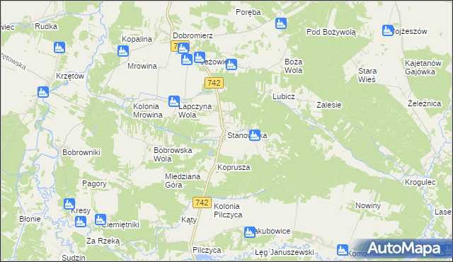 mapa Stanowiska gmina Kluczewsko, Stanowiska gmina Kluczewsko na mapie Targeo