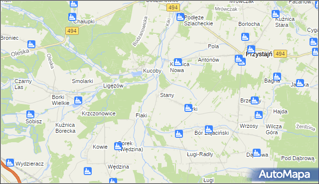mapa Stany gmina Przystajń, Stany gmina Przystajń na mapie Targeo