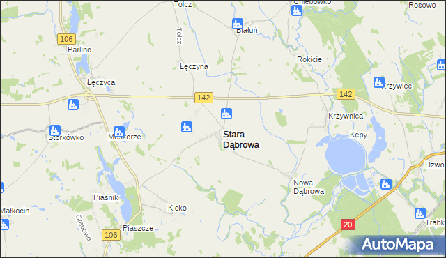 mapa Stara Dąbrowa powiat stargardzki, Stara Dąbrowa powiat stargardzki na mapie Targeo