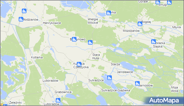 mapa Stara Huta gmina Krośnice, Stara Huta gmina Krośnice na mapie Targeo