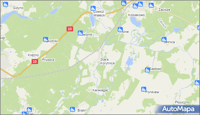 mapa Stara Korytnica, Stara Korytnica na mapie Targeo