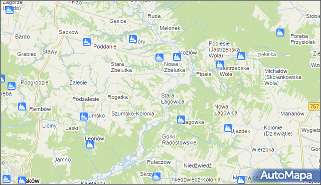 mapa Stara Łagowica, Stara Łagowica na mapie Targeo