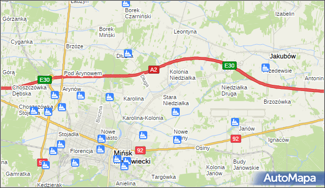 mapa Stara Niedziałka, Stara Niedziałka na mapie Targeo