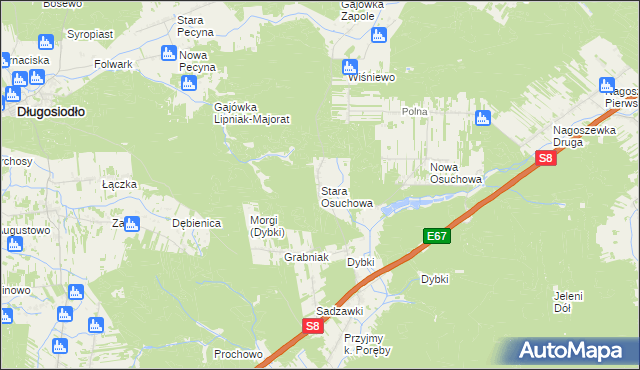 mapa Stara Osuchowa, Stara Osuchowa na mapie Targeo