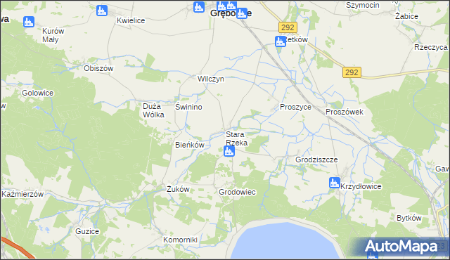 mapa Stara Rzeka gmina Grębocice, Stara Rzeka gmina Grębocice na mapie Targeo