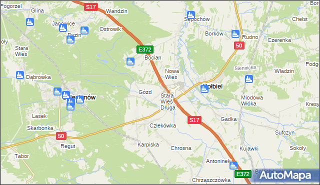 mapa Stara Wieś Druga gmina Kołbiel, Stara Wieś Druga gmina Kołbiel na mapie Targeo