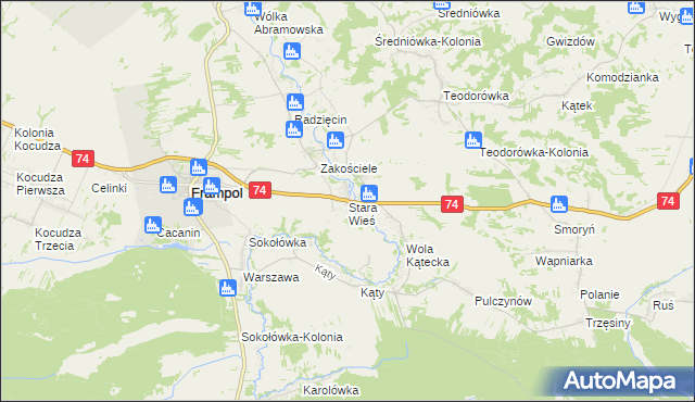 mapa Stara Wieś gmina Frampol, Stara Wieś gmina Frampol na mapie Targeo