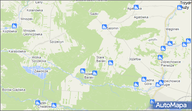 mapa Stare Baraki, Stare Baraki na mapie Targeo
