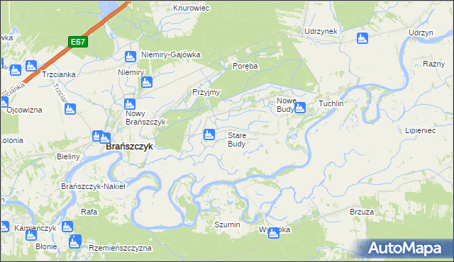 mapa Stare Budy gmina Brańszczyk, Stare Budy gmina Brańszczyk na mapie Targeo