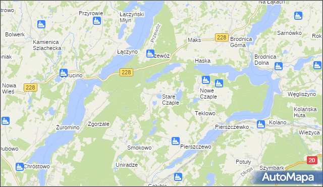 mapa Stare Czaple gmina Stężyca, Stare Czaple gmina Stężyca na mapie Targeo