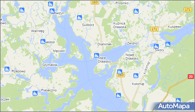 mapa Stare Drawsko, Stare Drawsko na mapie Targeo