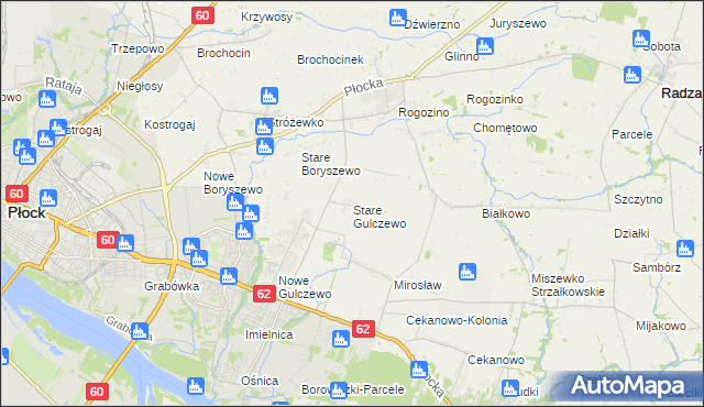 mapa Stare Gulczewo, Stare Gulczewo na mapie Targeo