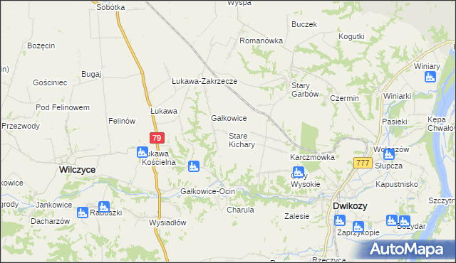 mapa Stare Kichary, Stare Kichary na mapie Targeo