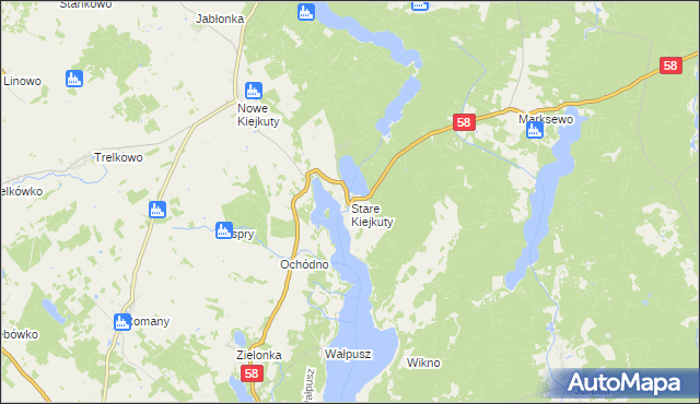 mapa Stare Kiejkuty, Stare Kiejkuty na mapie Targeo