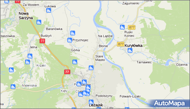 mapa Stare Miasto gmina Leżajsk, Stare Miasto gmina Leżajsk na mapie Targeo