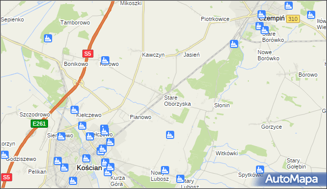 mapa Stare Oborzyska, Stare Oborzyska na mapie Targeo