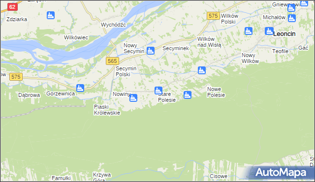 mapa Stare Polesie gmina Leoncin, Stare Polesie gmina Leoncin na mapie Targeo
